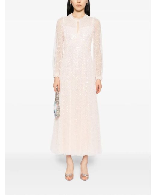 Needle & Thread Pink Sequin-Embellished Dress