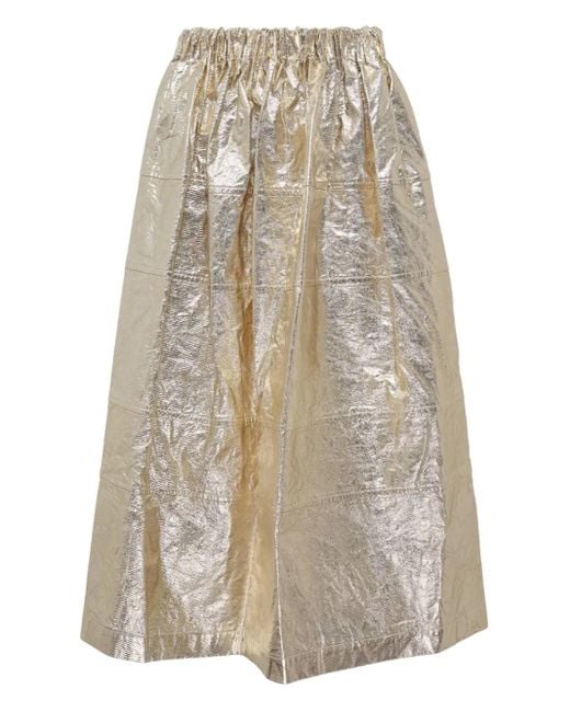 Comme des Garçons White Foiled-Finish Midi Skirt