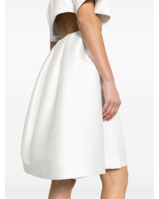 P.A.R.O.S.H. White Layered Detail Midi Skirt
