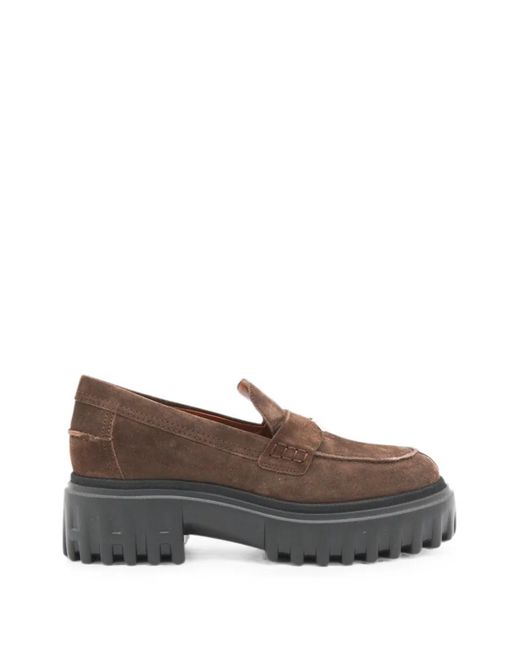 Hogan Brown Chunky-Sole Loafers