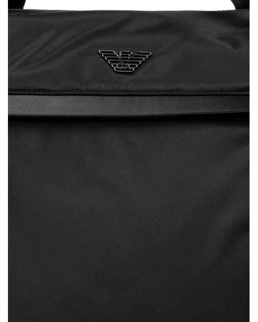 Bolso shopper con placa del logo Emporio Armani de hombre de color Black