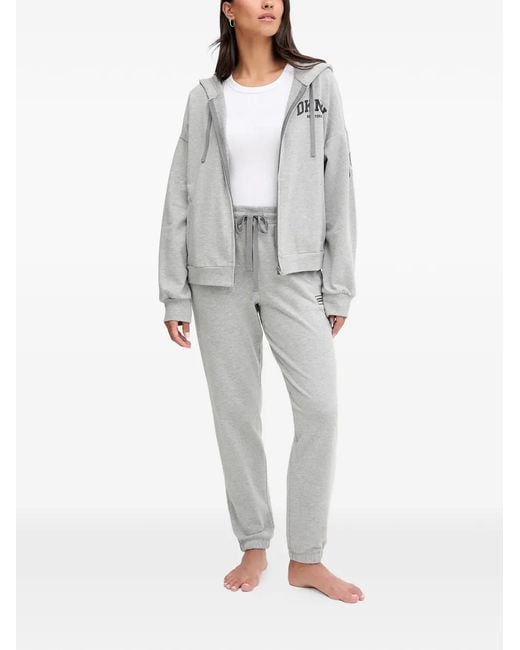 DKNY Gray Hooded Zip-Up Pyjama Set