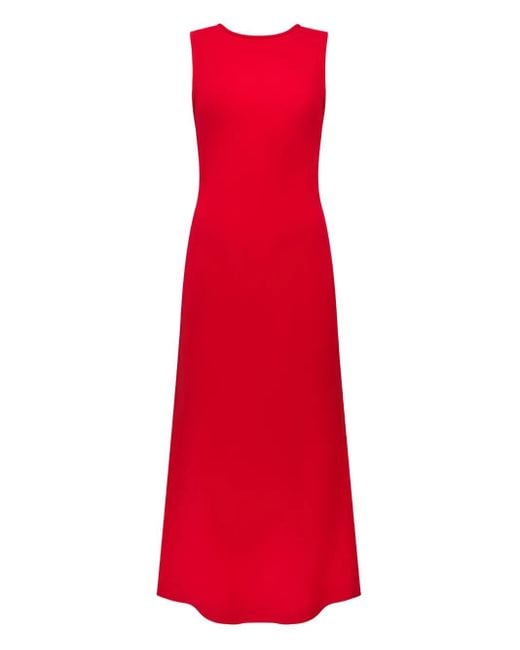 Another Tomorrow Red Cowl-Back Midi Dress