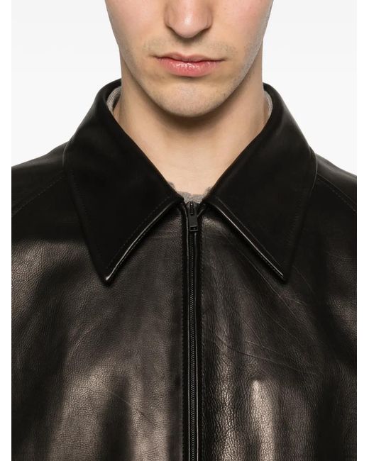 The Row Black Mount Leather Jacket for men