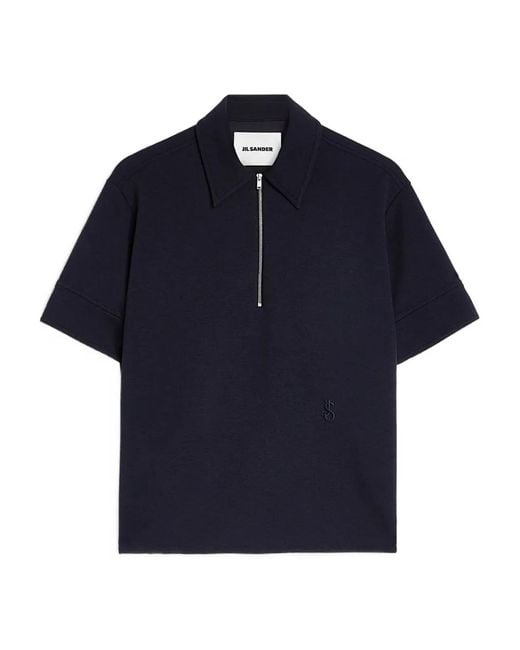 Jil Sander Blue Cotton Blend Polo T-Shirt