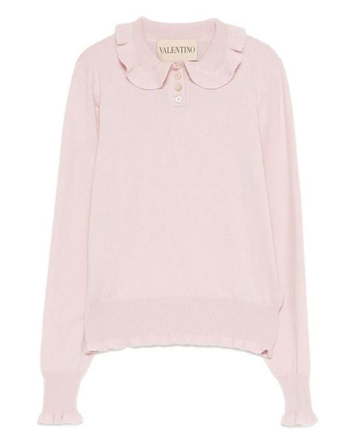 Valentino Garavani Pink Ruffled Collar Sweater