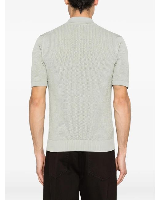 LUIGI GENTILE Gray Open-Knit Polo Shirt for men