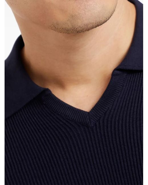 Polo Acanalado De Algodon Brunello Cucinelli de hombre de color Blue
