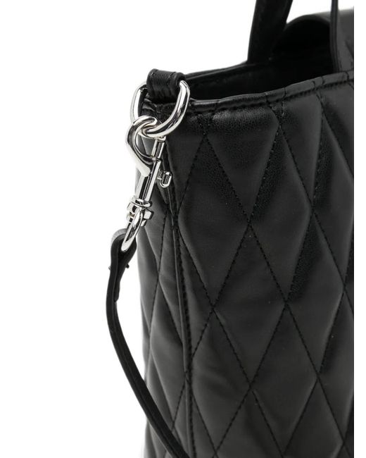 Versace Jeans Couture Black Quilted Logo-Plaque Tote Bag