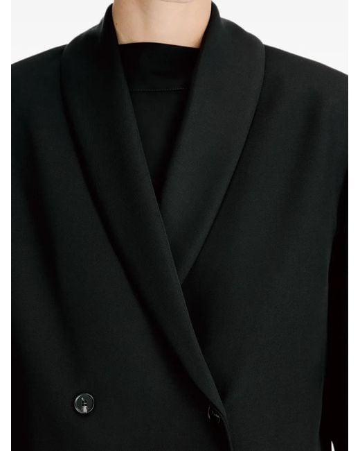 Loulou de Saison Black Sira Double-Breasted Shawl-Collar Jacket