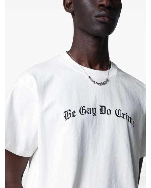 DAGGER White Print-Detail Round-Neck T-Shirt for men