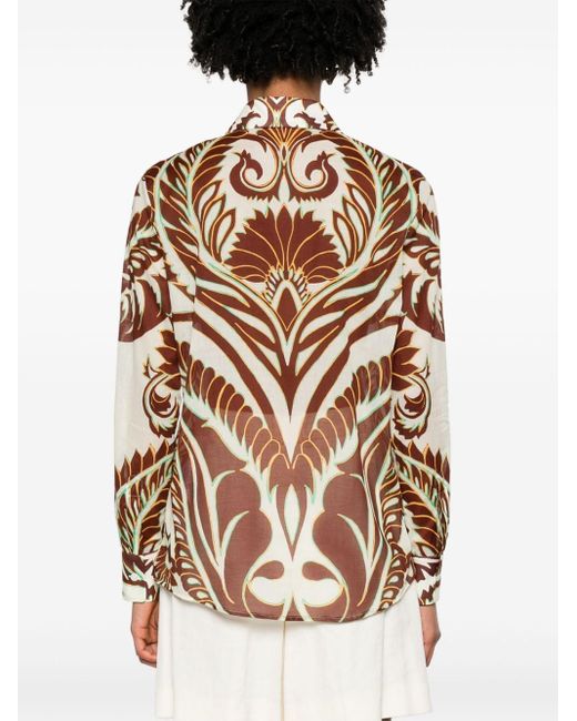 Etro Katoenen Overhemd Met Abstracte Print in het Brown