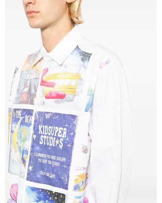 Camicia Con Design Patchwork di Kidsuper in White da Uomo