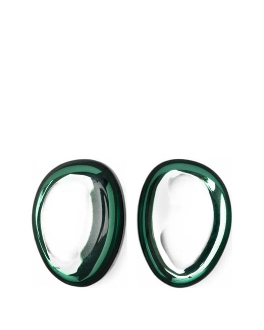 Emporio Armani Green Oversized Oval-Frame Earrings
