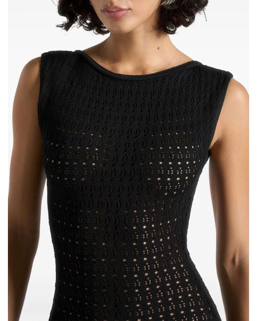 Manière De Voir Black Pointelle Mini Dress With Belt