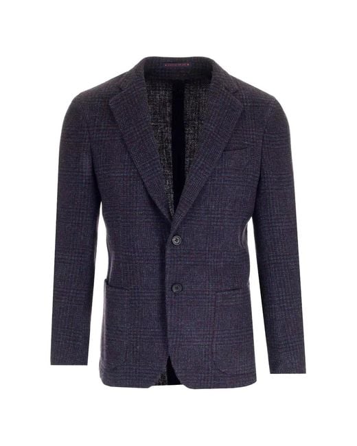 Al Duca D'aosta Blue Check-Pattern Blazer for men