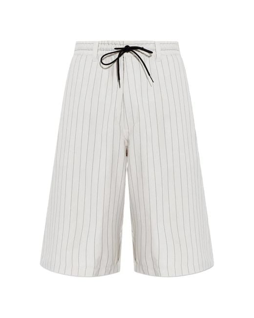 Y-3 White Pinstriped Shorts for men
