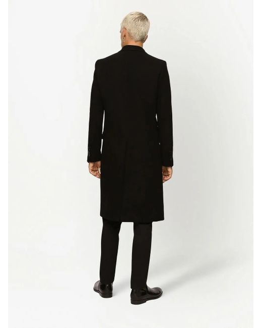 Dolce & Gabbana Black Single-Breasted Wool Coat for men