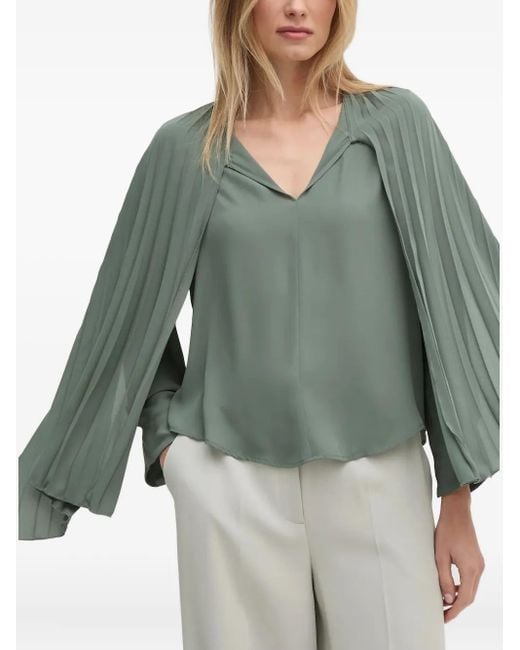 Sandro Ferrone Green Bluse mit plissiertem Kragen