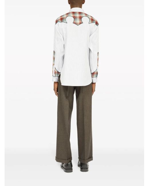 Maison Margiela White Western Plaid Shirt for men
