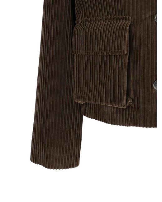 P.A.R.O.S.H. Brown Cropped Corduroy Jacket