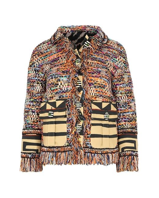Maison Common Black Fringe-Trimmed Tweed Jacket