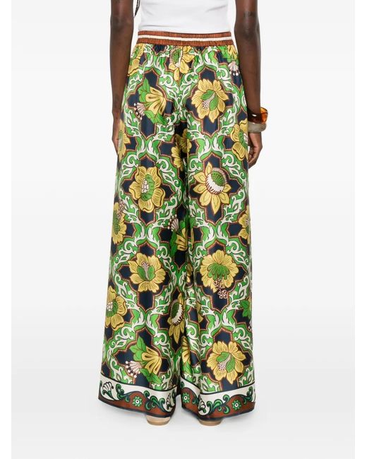 ALÉMAIS Green Liana Floral Palazzo Pants