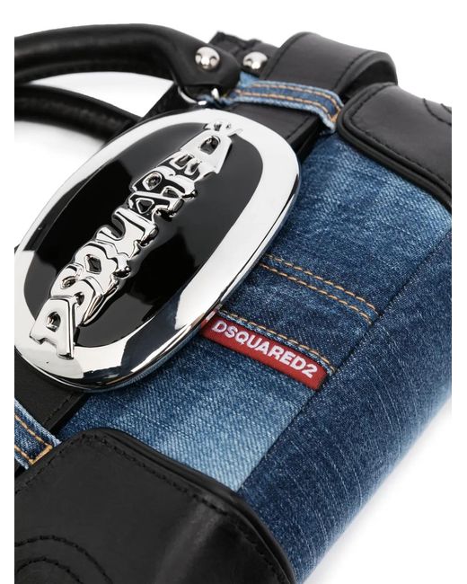 Borsa a tracolla con design patchwork di DSquared² in Blue