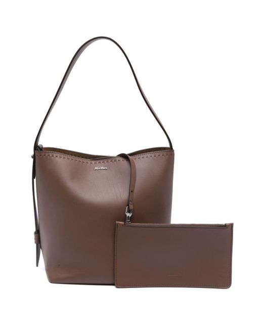 Max Mara Brown Archetipo Leather Shoulder Bag