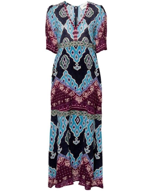 Ba&sh Blue Mahina Patterned-jacquard Maxi Dress