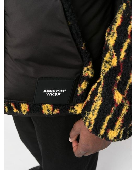Ambush Black Teddy-Effect Padded Jacket for men