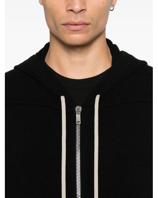 メンズ Rick Owens ジップアップ フーデッドジャケット Black