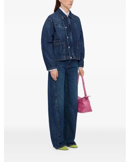 MSGM Blue Veste En Jean À Poches Plaquées