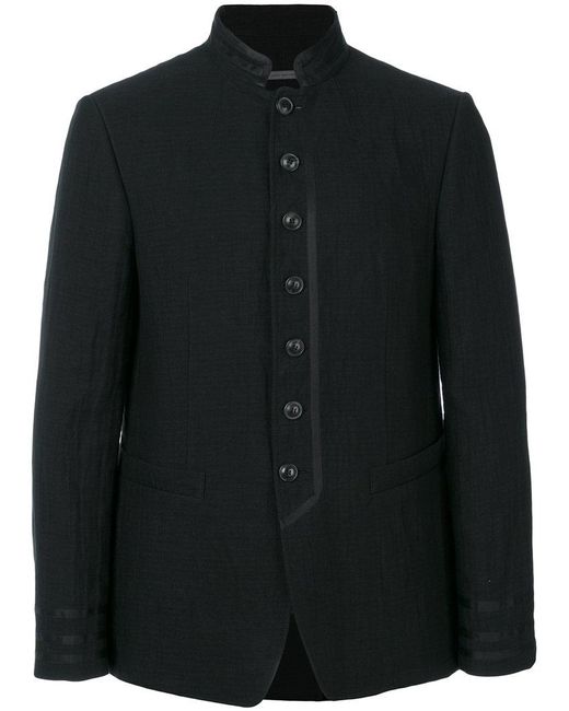 John Varvatos Black Mandarin Collar Jacket for men