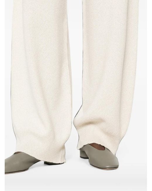 Fabiana Filippi White Fine-Knit Wide-Leg Trousers