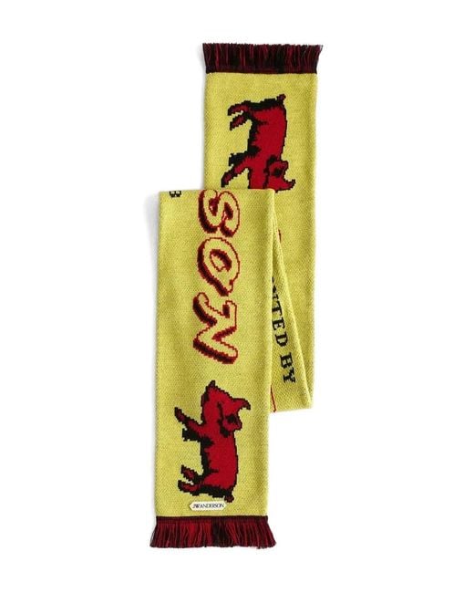 J.W. Anderson White Piglet Football Knitted Fringe Scarf