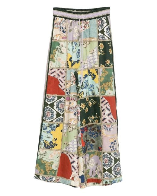 ALÉMAIS Green Bianca Patchwork Pants