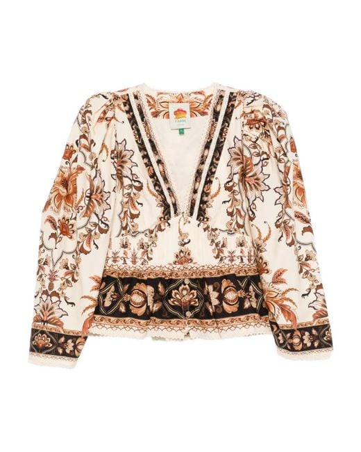 Farm Rio Natural Floral-Print Shirt