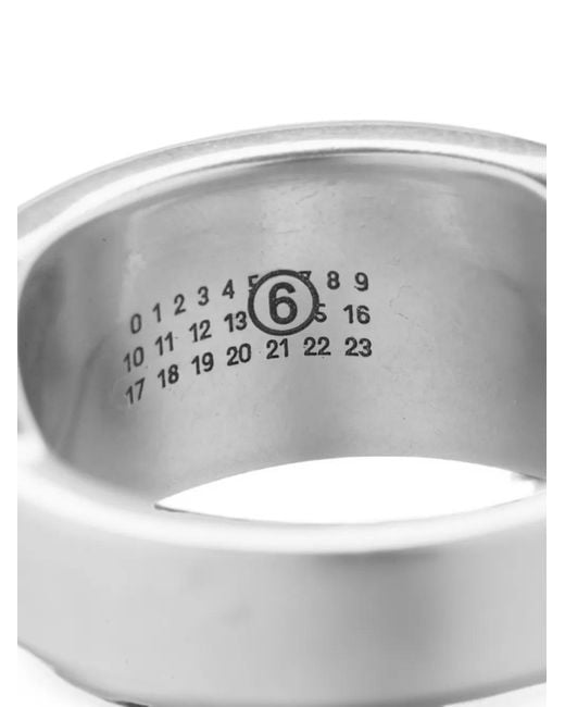 MM6 by Maison Margiela White Numeric-Logo Engraved Ring for men
