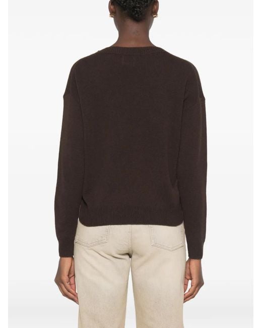 Allude Black Long-Sleeve Ribbed-Trim Sweater