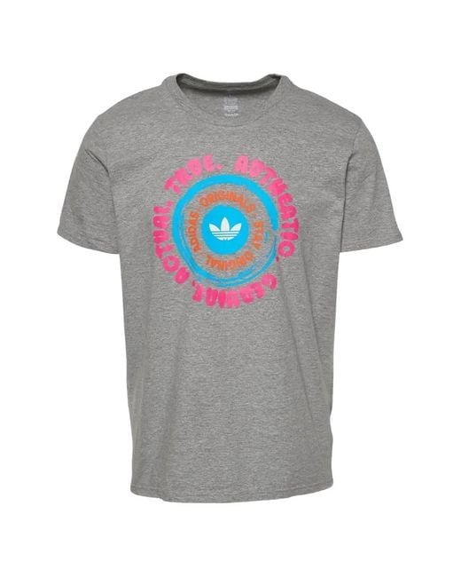 Adidas Gray Originals Logo-Print T-Shirt for men