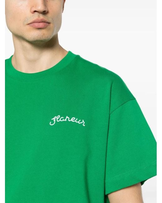 flâneur Green Signature Cotton T-Shirt for men