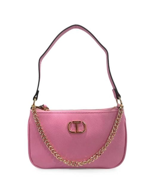 Twinset Pink Logo-Plaque Shoulder Bag