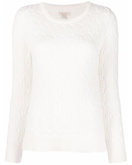 Barbour Cotton Hampton Cable-knit Jumper in White - Lyst