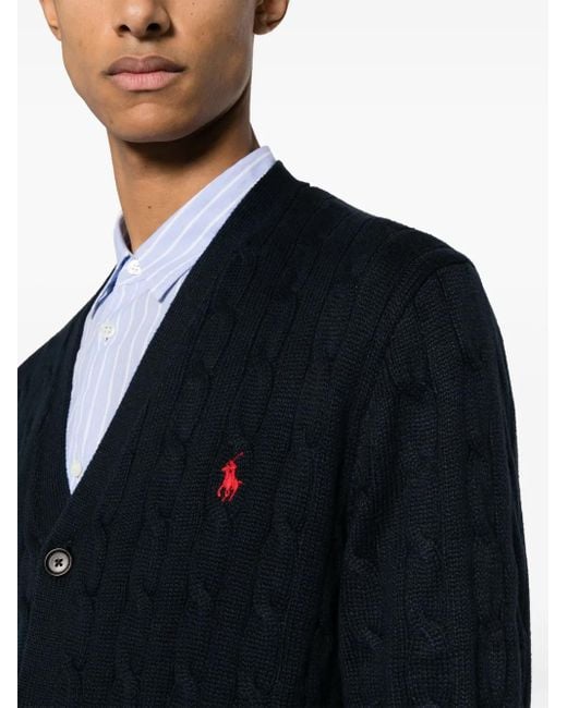 Cardigan En Maille Torsadée À Logo Brodé Polo Ralph Lauren pour homme en coloris Blue