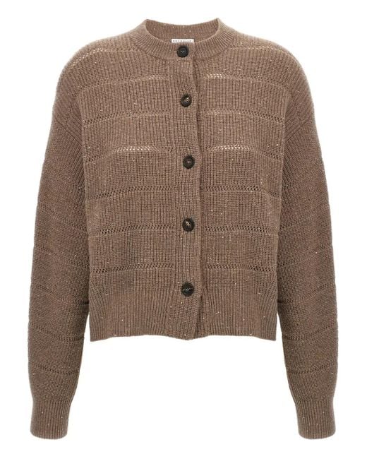 Brunello Cucinelli Brown Rustic Dazzling Net' Cardigan