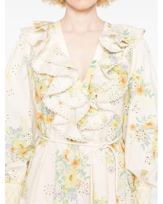 ALÉMAIS Natural Juliette Embroidered Cotton Mini Dress