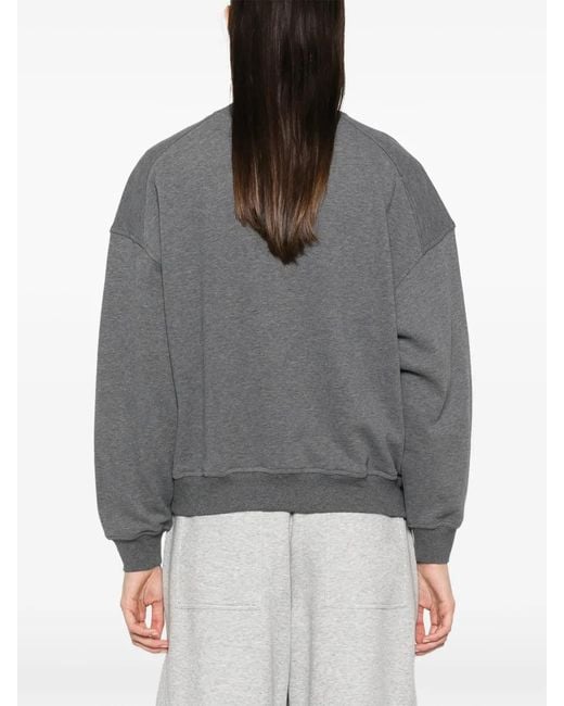 Brunello Cucinelli Gray Logo-Embroidered Raglan-Sleeve Sweater