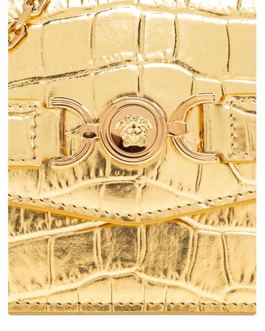 Clutch Medusa '95 Con Effetto Coccodrillo di Versace in Metallic