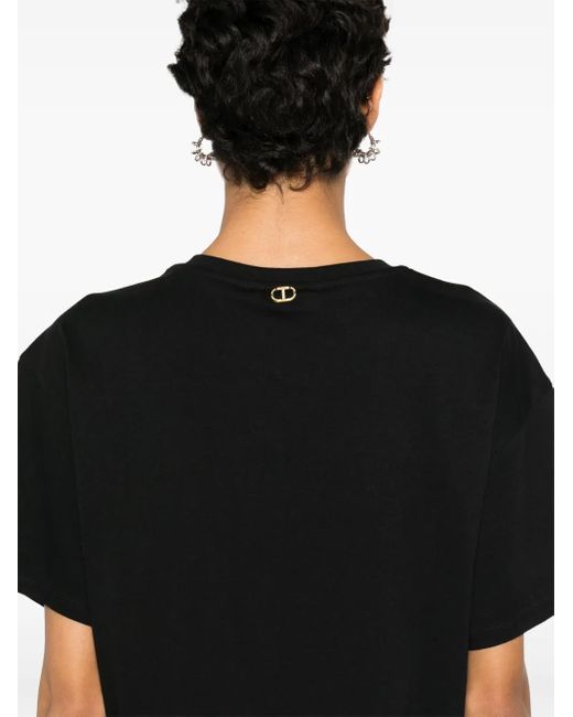 Twinset Black Lace-Trim T-Shirt